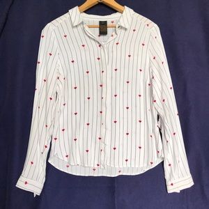 Red Hearts Buttons Down